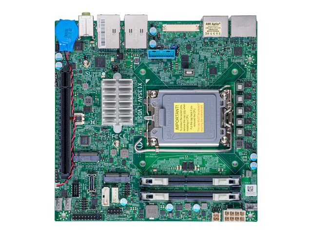 SUPERMICRO X13SAV-LVDS - Motherboard - Mini-ITX - LGA1700-Sockel - Q670E Chipsatz - USB 3.2 Gen 1, USB 3.2 Gen 2 - 2.5 Gigabit LAN - Onboard-Grafik (CPU erforderlich) - HD Audio