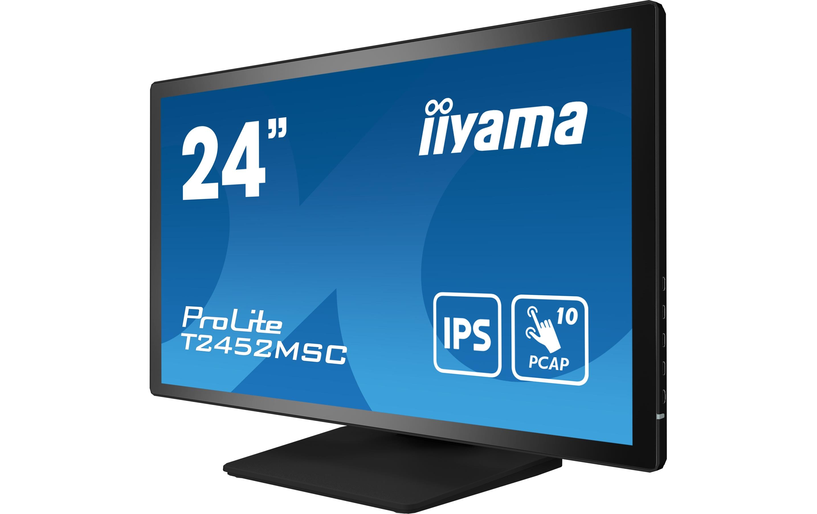 iiyama ProLite T2452MSC-B1 - LED-Monitor - 61 cm (24") (23.8" sichtbar) - Touchscreen - 1920 x 1080 Full HD (1080p) - IPS - 400 cd/m² - 1000:1 - 14 ms - HDMI, DisplayPort, 2xUSB-C - Lautsprecher - mattschwarz