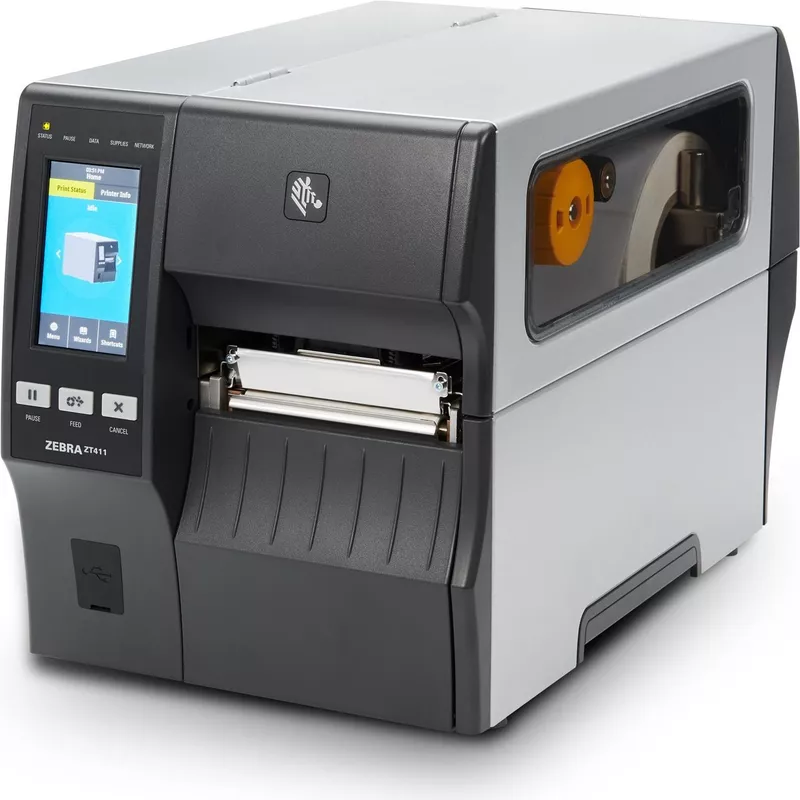 ZEBRA TT Printer Direct Thermal ZT411, 4inch, 300 dpi, Euro and UK Cords, Serial, USB, 10/100 Ethernet, Bluetooth 4.1/MFi, USB Host, Linerless Cutter, EZPL 