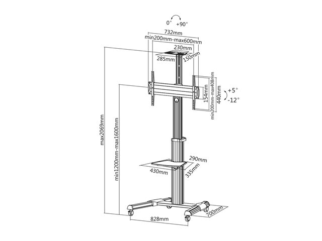 InLine Wagen - für TV - Schwarz