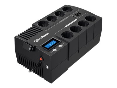 CyberPower BR700ELCD Line-Interactive USV 700VA/420W
LCD, AVR, USB (HID), RJ45 Lan Protection, Ausgang (4+4) Schuko, USB Ladegerät