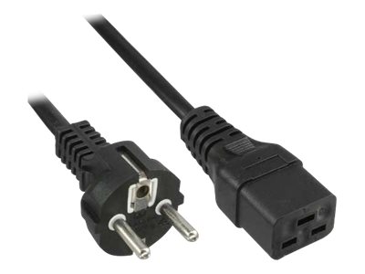 InLine - Stromkabel - IEC 60320 C19 16A zu power CEE 7/7 (M) - Wechselstrom 250 V - 2 m - Schwarz