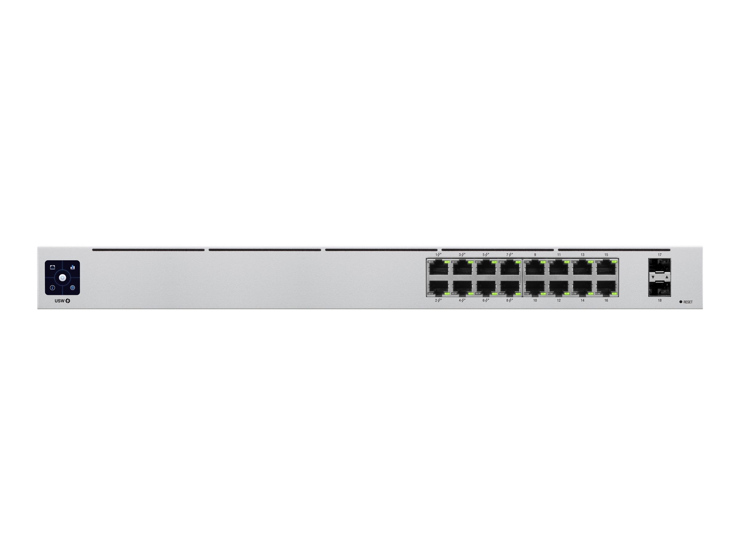 Ubiquiti UniFiSwitch 16 Rackmount Gigabit Managed Switch, 16x RJ-45, 2x SFP, PoE+, Gen2 (USW-16-POE)