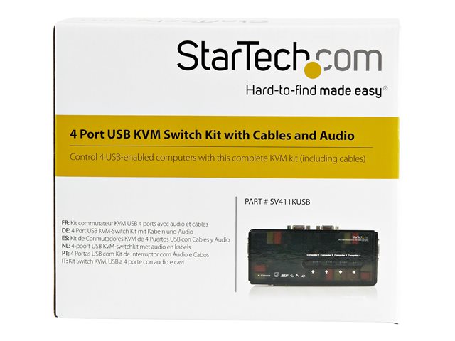 StarTech.com 4 Port VGA / USB KVM Switch inkl. Kabel und Audio - 4-fach VGA Desktop Umschalter - KVM-/Audio-Switch - 4 x KVM/Audio - 1 lokaler Benutzer - Desktop
