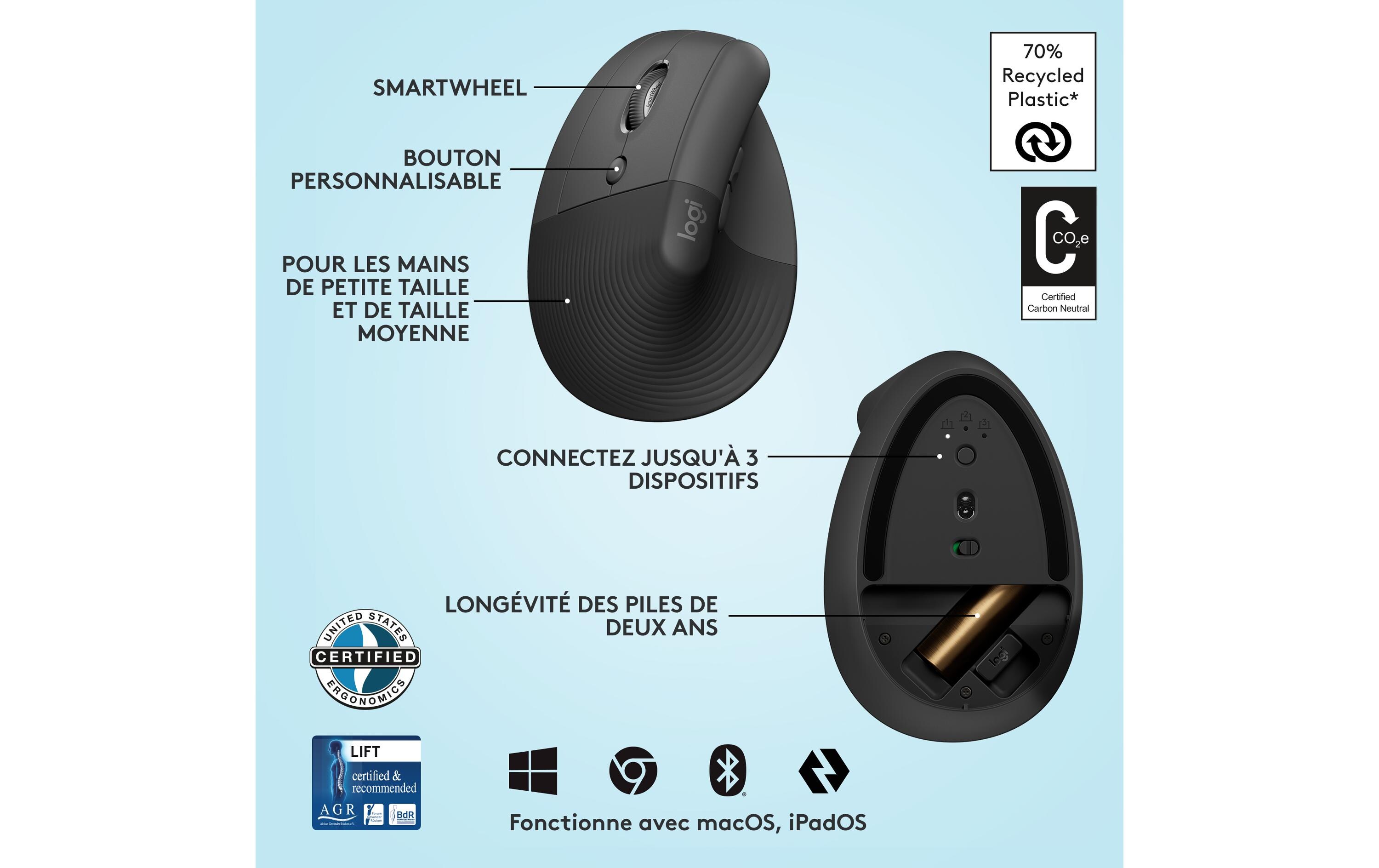 Logitech Ergonomische Maus Lift Left Graphite