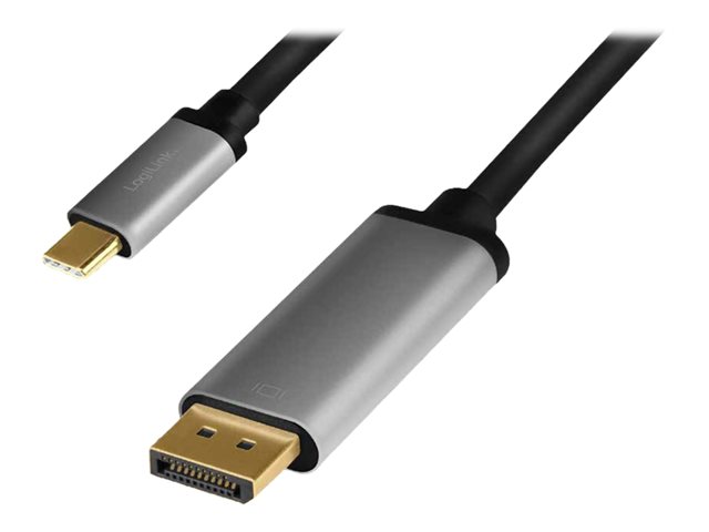 LogiLink - USB-/DisplayPort-Kabel - 24 pin USB-C (M) zu DisplayPort (M) - USB 3.2 Gen 1 / DisplayPort 1.2 / Thunderbolt 3 - 1.8 m - unterstützt 4K 60 Hz (3840 x 2160) - Schwarz