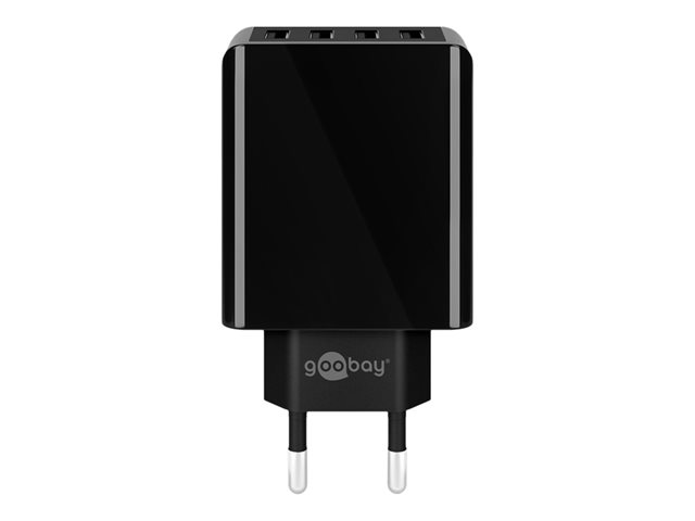 goobay Ladegerät USB A 4-fach schwarz USB Steckernetzteil, 3A, 30W