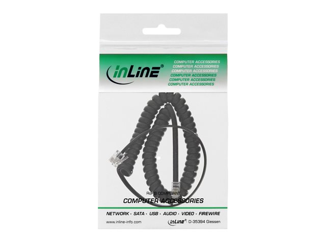 InLine - Headsetkabel - RJ-10 männlich zu RJ-10 männlich - 4 m - Schwarz - gewickelt