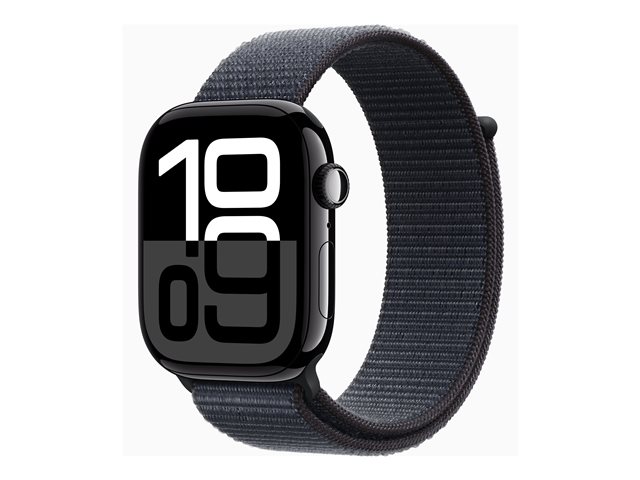 Apple Watch Series 10 GPS + Cellular 46mm Jet Black Aluminium Case mit Ink Sport Band (MWY53QF/A)