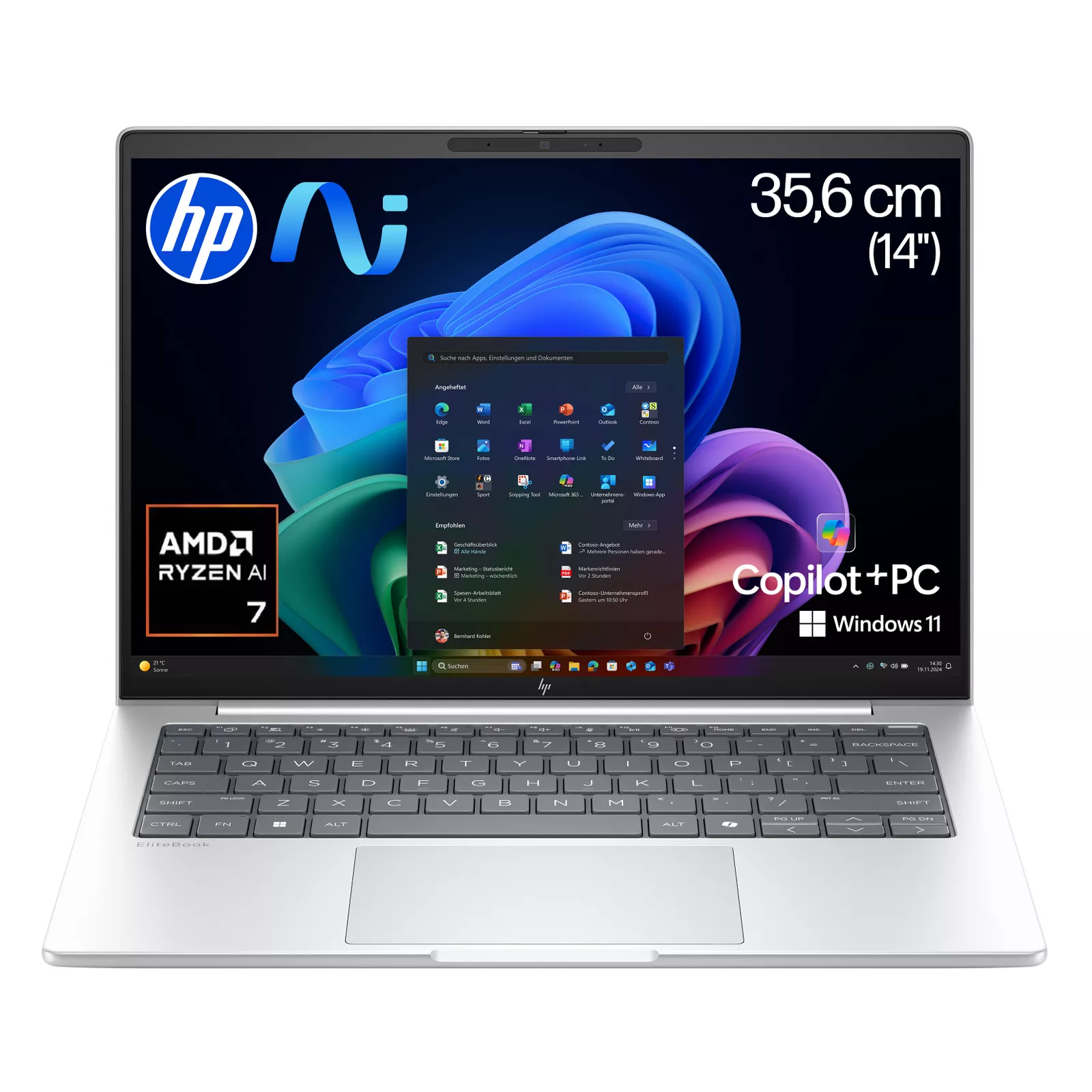 HP EliteBook 8 G1a Notebook Next Gen AI - 35.6 cm (14") - Ryzen AI 7 350 - 64 GB RAM - 1 TB SSD - 5G - Deutsch