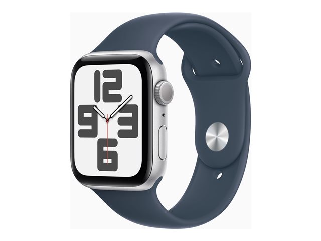 APPLE Watch SE GPS 44mm Silver Aluminium Case with Storm Blue Sport Band - M/L (MREE3QF/A)