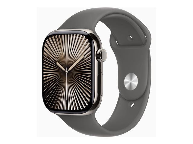 Apple Watch Series 10 GPS + Cellular 46mm Natural Titanium Case mit Stone Grey Sport Band - M/L (MWYA3QF/A)