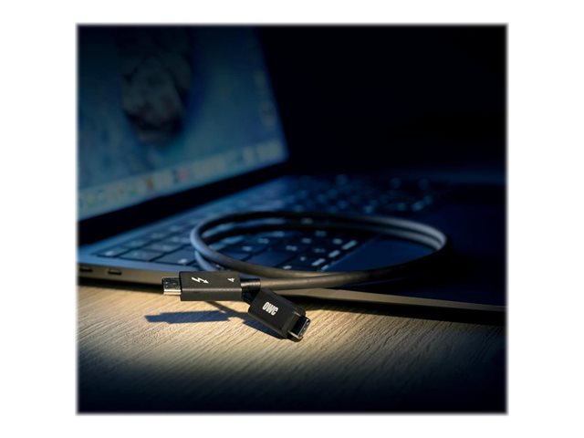 OWC - Thunderbolt-Kabel - 24 pin USB-C (M) zu 24 pin USB-C (M) - USB 3.2 Gen 2 / USB4 / Thunderbolt 3 / Thunderbolt 4 - 20 V - 5 A - 80 cm - 4K Unterstützung, 8K Unterstützung, 5K Unterstützung, USB-Stromversorgung (100 W), 6K Unterstützung - Schwarz