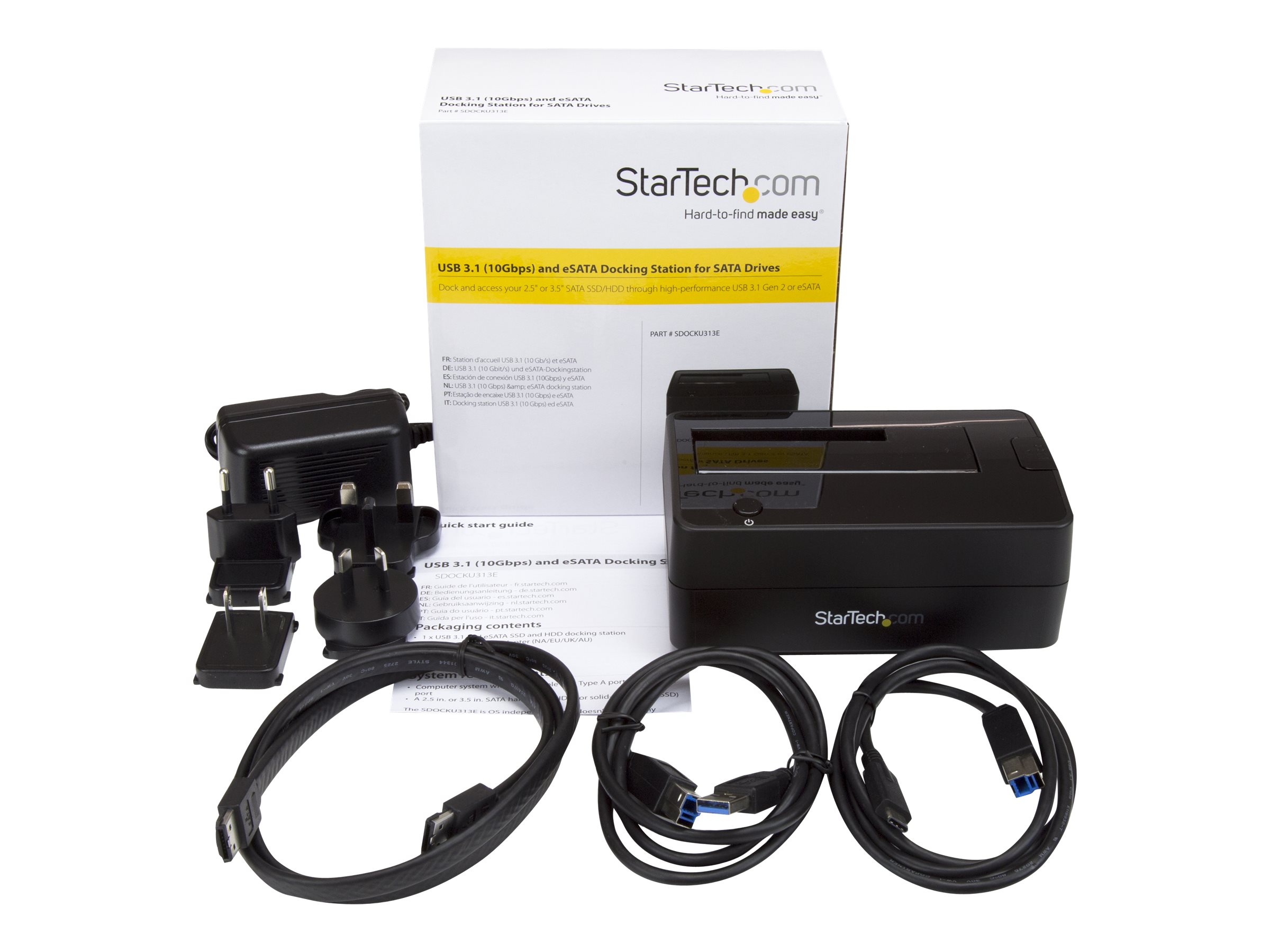 StarTech.com Dockingstation für 2
5 / 3
5" SATA Laufwerke - USB 3.1 (USB-A
USB-C) oder eSATA - USB A und USB C Kabel enthalten - HDD-Dockingstation - SATA 6Gb/s - eSATA
USB 3.1 (Gen 2)