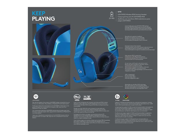 Logitech G G733 LIGHTSPEED Wireless RGB Gaming Headset - Headset