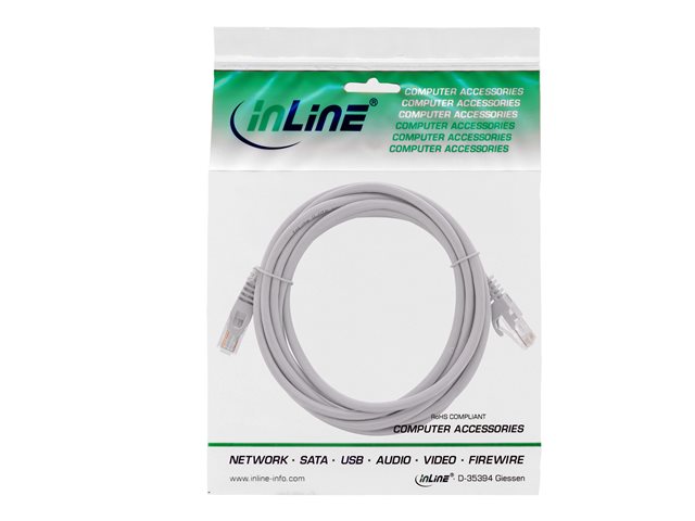 InLine - Patch-Kabel - RJ-45 (M) zu RJ-45 (M) - 1 m - UTP - CAT 5e - geformt - Grau