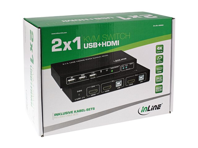 InLine 2x1 HDMI KVM Switch - KVM-/Audio-/USB-Switch - 2 x KVM/Audio/USB - 1 lokaler Benutzer - Desktop