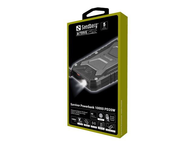 Sandberg Active Survivor Powerbank - USB
24 pin USB-C - 22.5 Watt