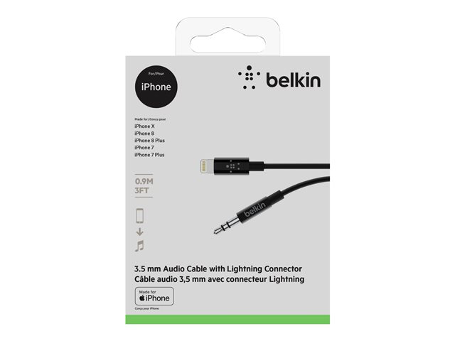 Belkin - Kabel Lightning auf Kopfhöreranschluss - Lightning männlich zu mini-phone stereo 3.5 mm männlich - 91.4 cm - Schwarz
