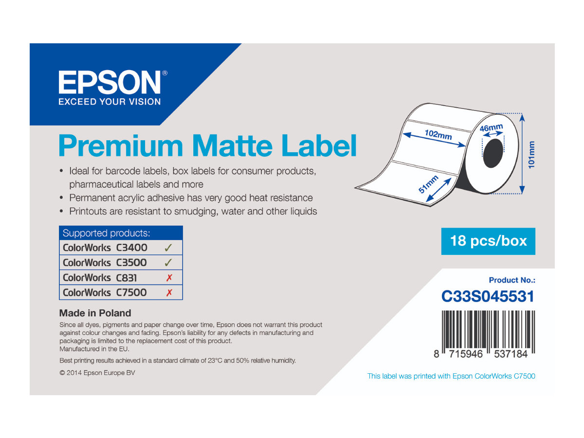 Epson Premium - gestanzte Etiketten - matt - 650 Etikett(en) - 102 x 51 mm