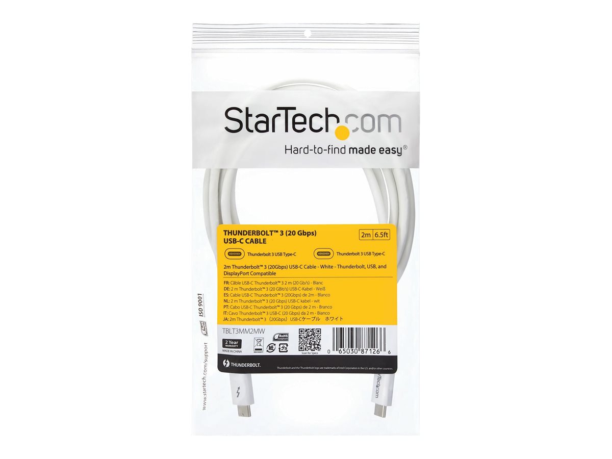 StarTech.com 6.6ft (2m) Thunderbolt 3 Cable
20Gbps
100W PD
4K Video
Thunderbolt-Certified
Compatible w/ TB4/USB 3.2/DisplayPort - Thunderbolt-Kabel - 24 pin USB-C zu 24 pin USB-C - 2 m