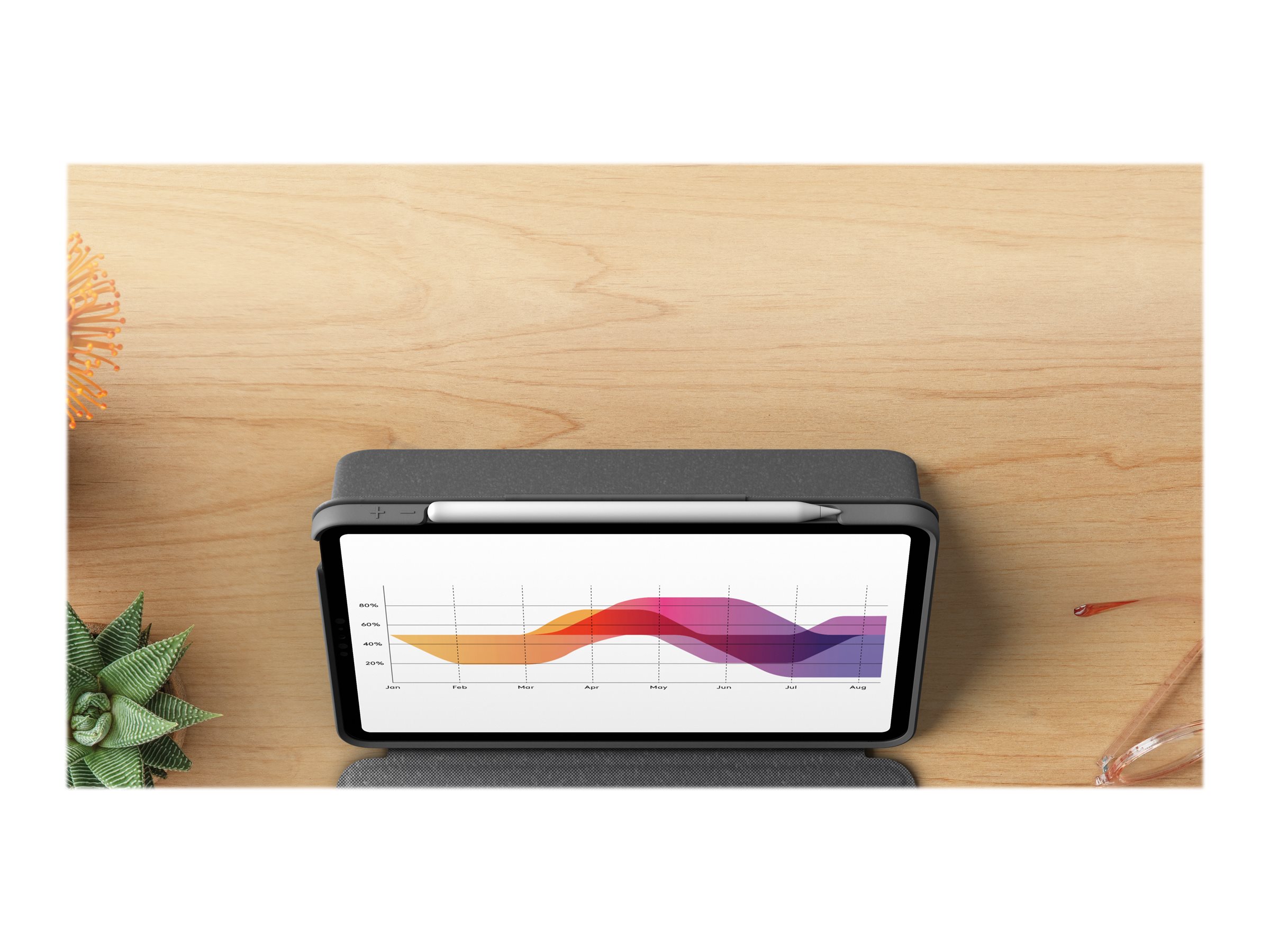 Logitech Folio Touch - Tastatur und Foliohülle - mit Trackpad - QWERTZ - Schweiz - Oxford Gray Eingabegerät