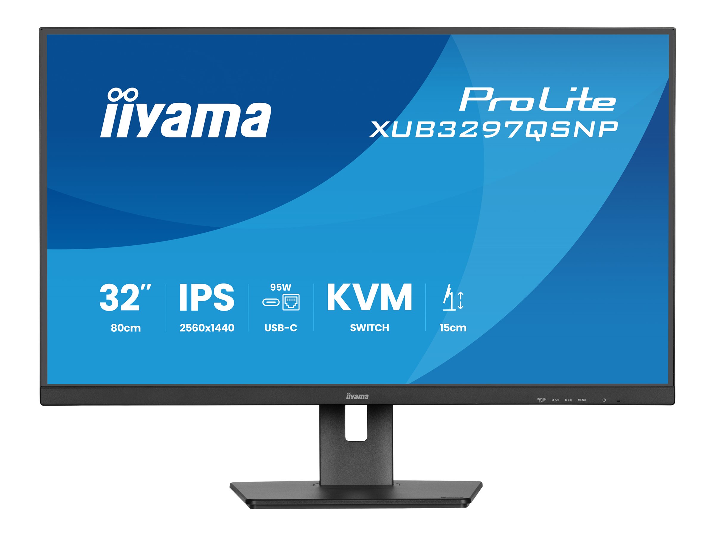 iiyama ProLite XUB3297QSNP-B1 - LED-Monitor - 81.3 cm (32") (31.5" sichtbar) - 2560 x 1440 QHD @ 100 Hz - IPS - 350 cd/m² - 1000:1 - 1 ms - HDMI, DisplayPort, USB-C - Lautsprecher - Schwarz, Matte