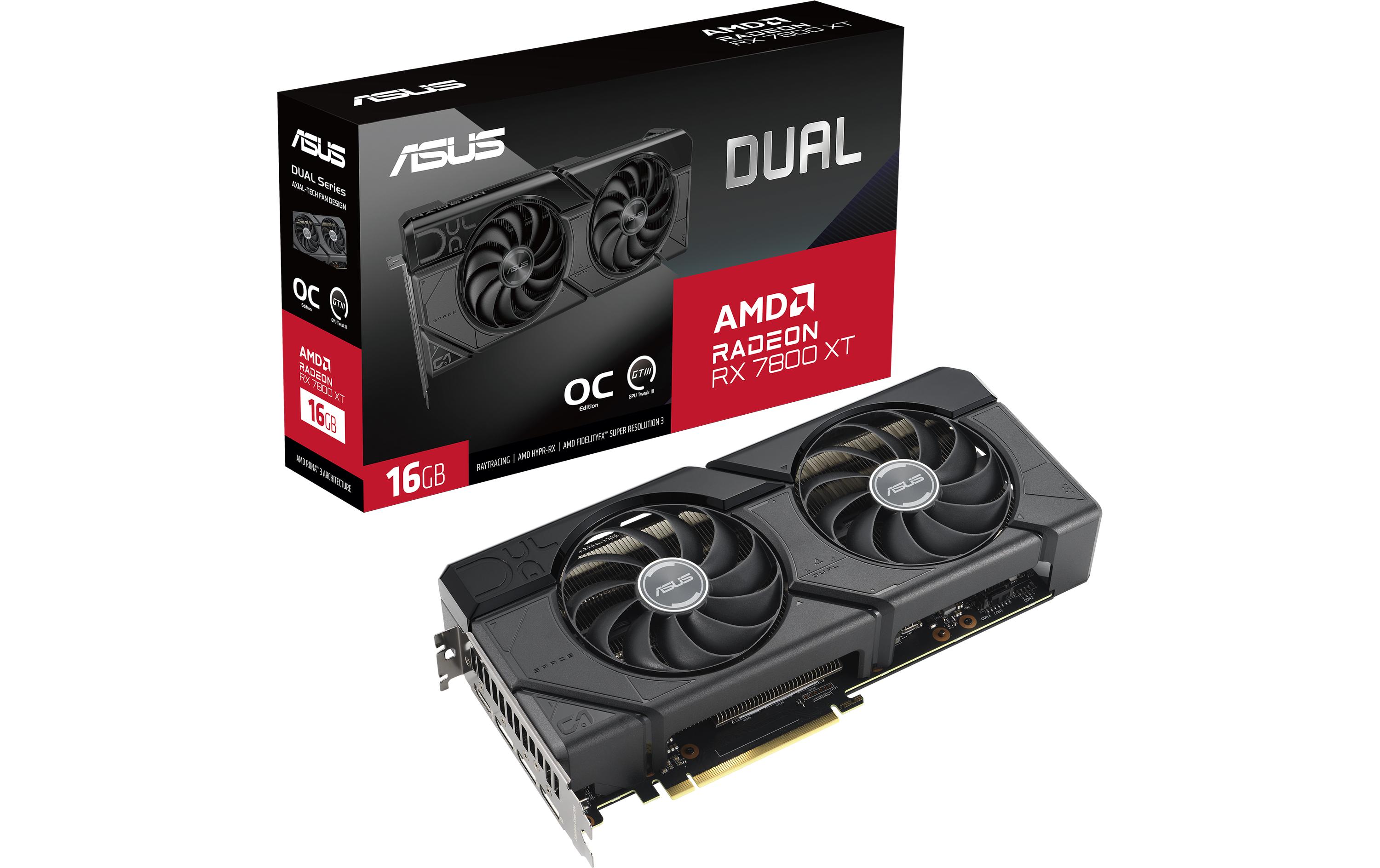ASUS Dual Radeon RX 7800 XT 16GB - OC Edition - Grafikkarten - Radeon RX 7800 XT - 16 GB