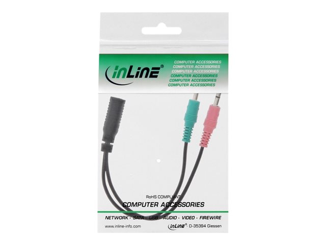 InLine - Headsetadapter - Mini-Stecker männlich zu 4-poliger Mini-Stecker weiblich - 15 cm - Schwarz
