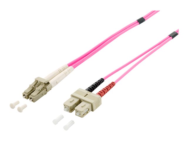 equip - Patch-Kabel - SC multi-mode (M) zu LC Multi-Mode (M) - 0.5 m - Glasfaser - Duplex - 50/125 Mikrometer - OM4 - halogenfrei - pink