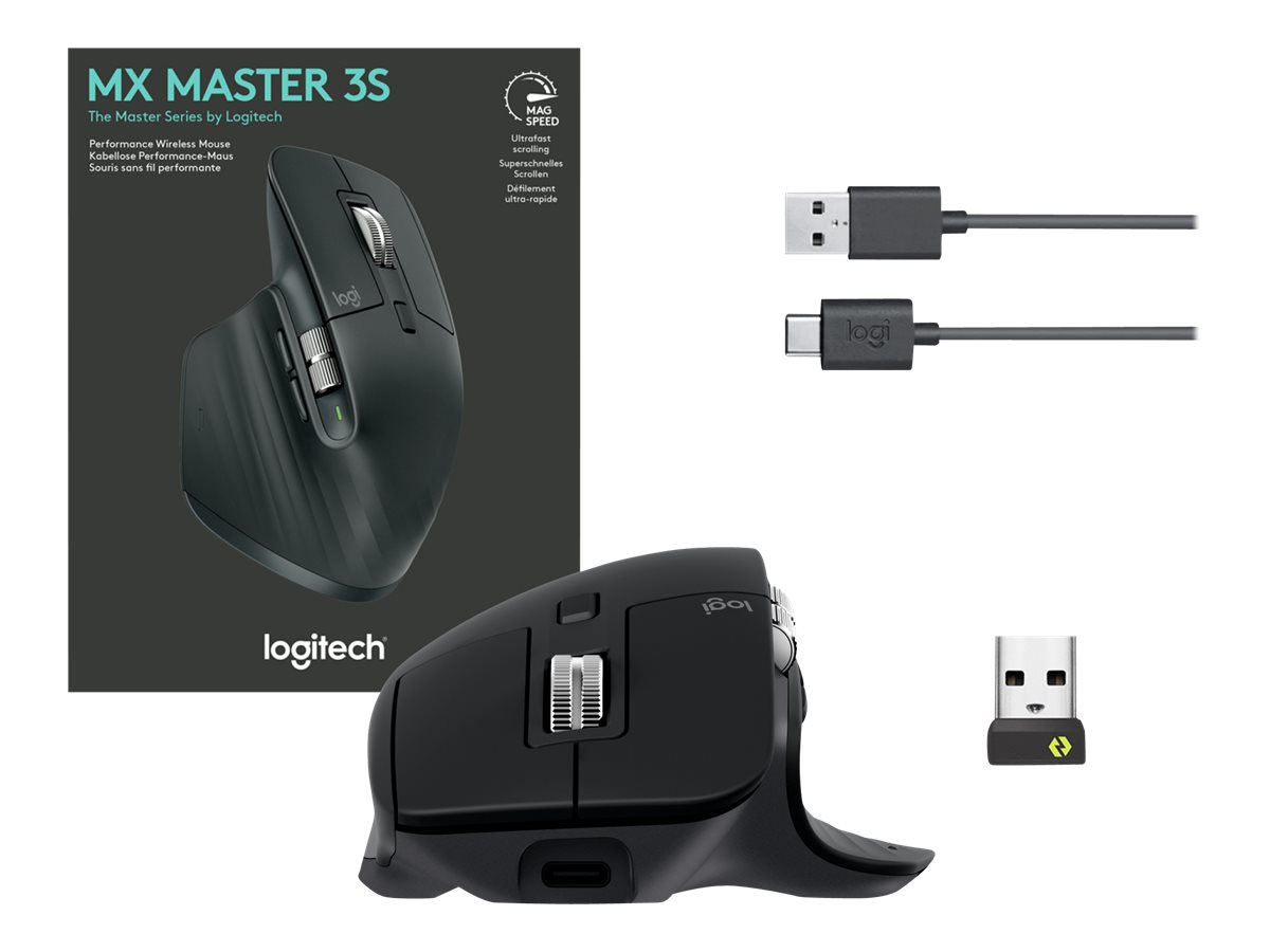 Logitech MX Master 3S Performance Wireless Mouse - Maus - Bluetooth
2.4 GHz - Schwarz
