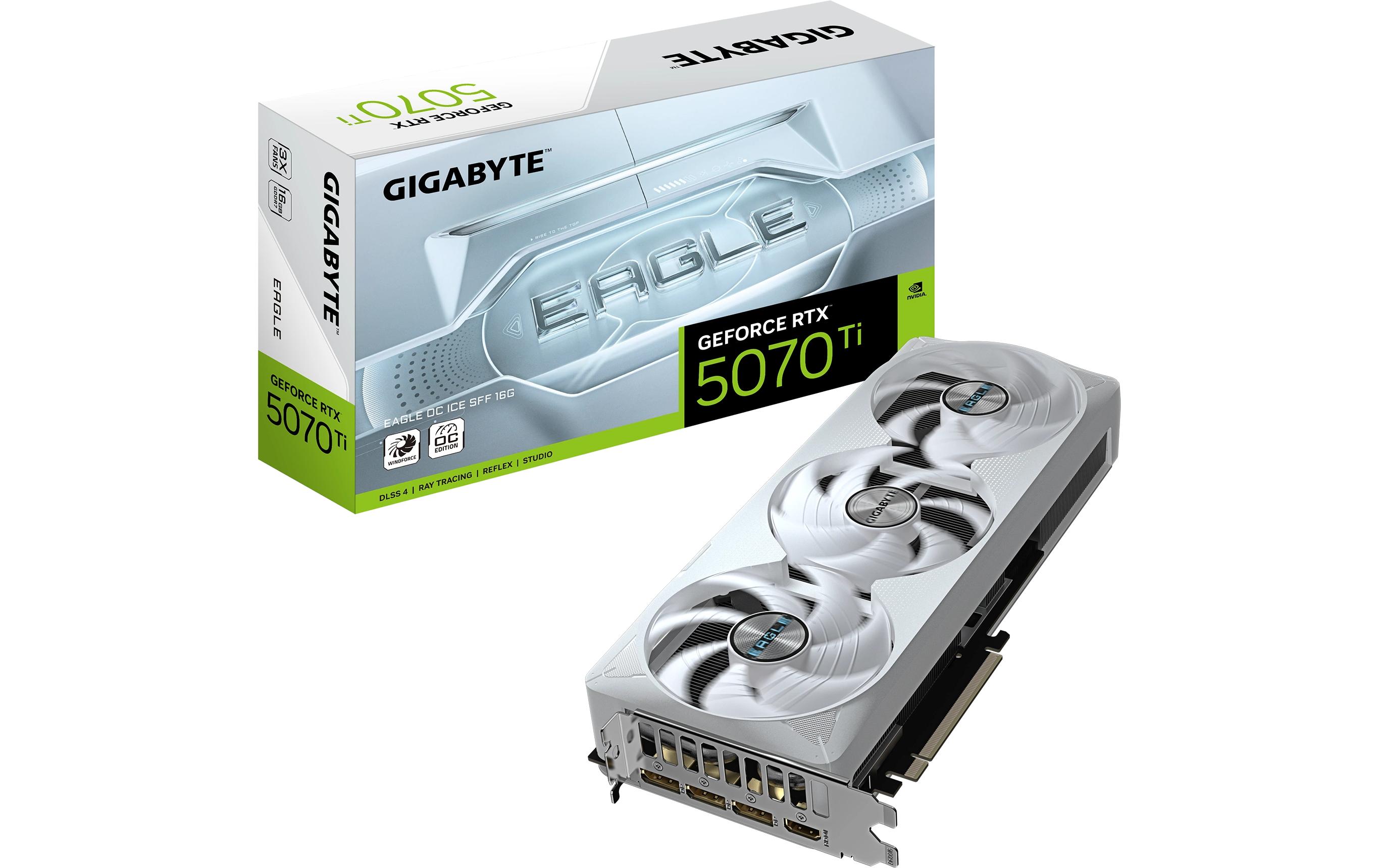 Gigabyte GeForce RTX 5070 Ti EAGLE OC ICE SFF 16G - Grafikkarten - GeForce RTX 5070 Ti - 16 GB GDDR7 - PCI Express 5.0 - 3 x DisplayPort, HDMI
