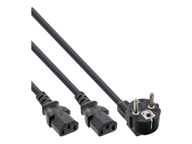 InLine - Netz-Splitter - Typ F (M) zu power IEC 60320 C13 - 1 m - Schwarz - Deutschland