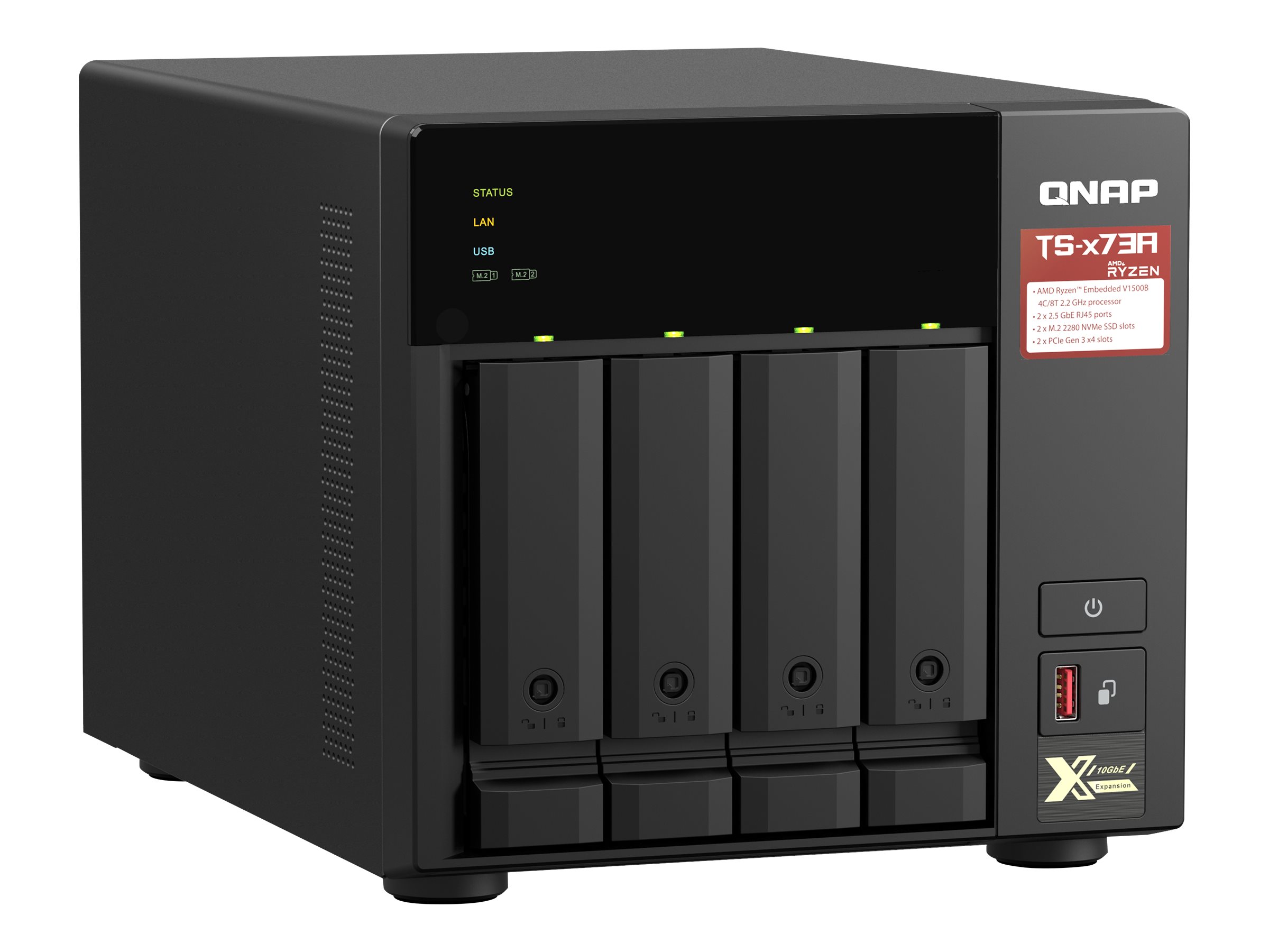 QNAP TS-473A - NAS-Server - 4 Schächte - SATA 6Gb/s - RAM 8 GB - 2.5 Gigabit Ethernet