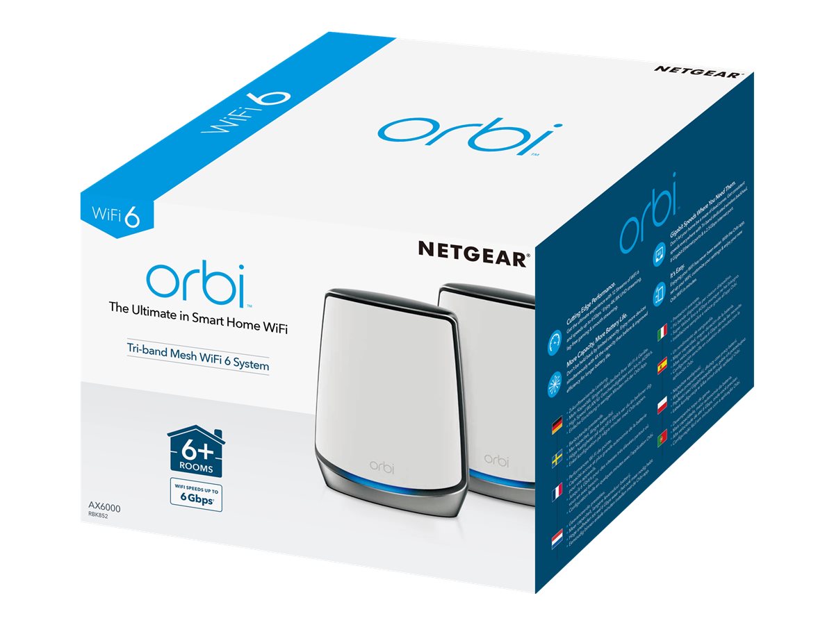 NETGEAR Orbi WiFi System RBK852 - WLAN-System - Wi-Fi 5
Wi-Fi 6 - Desktop