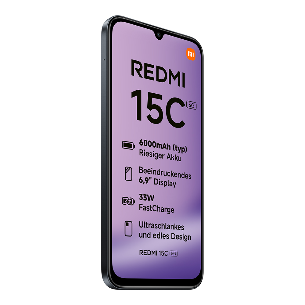Xiaomi Redmi 15C 5G Dual Sim 4GB RAM, 256GB, Mitternachtsschwarz (MZB0LIOEU)