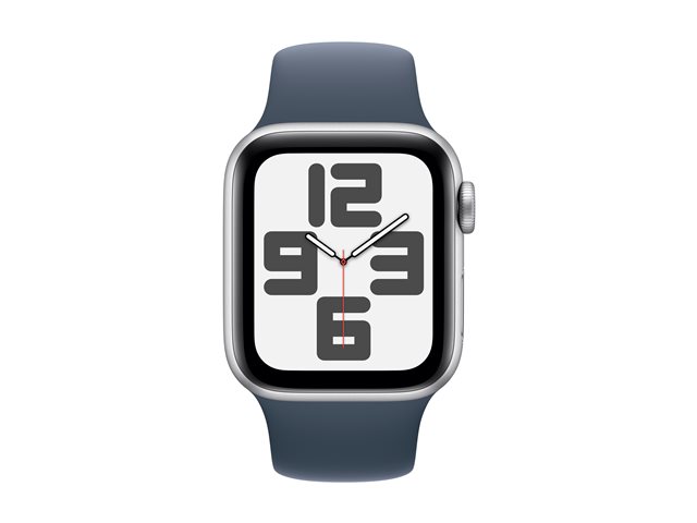 APPLE Watch SE GPS 40mm Silver Aluminium Case with Storm Blue Sport Band - M/L (MRE23QF/A)
