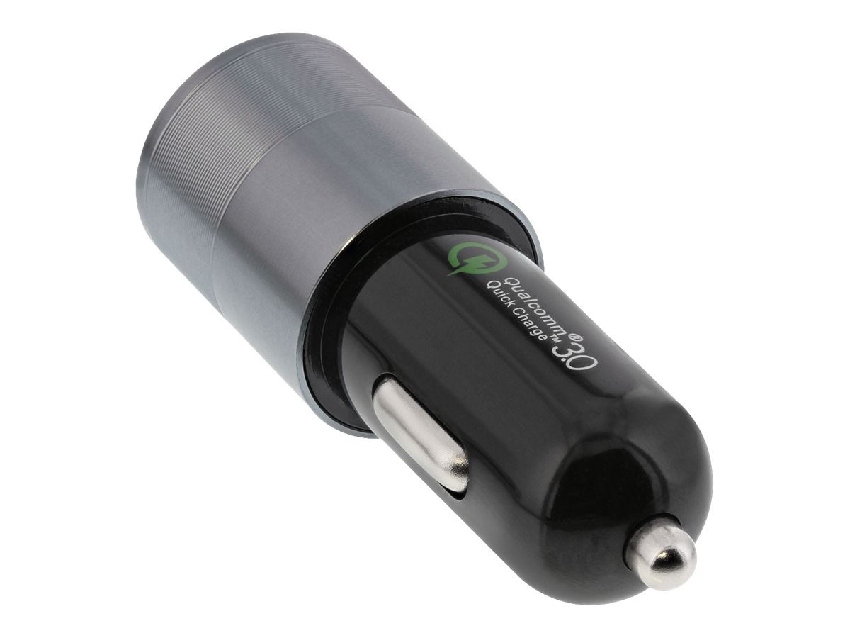 InLine USB KFZ Stromadapter Quick Charge 3.0, 12/24VDC zu 5V DC/3A, USB-A+USB-C