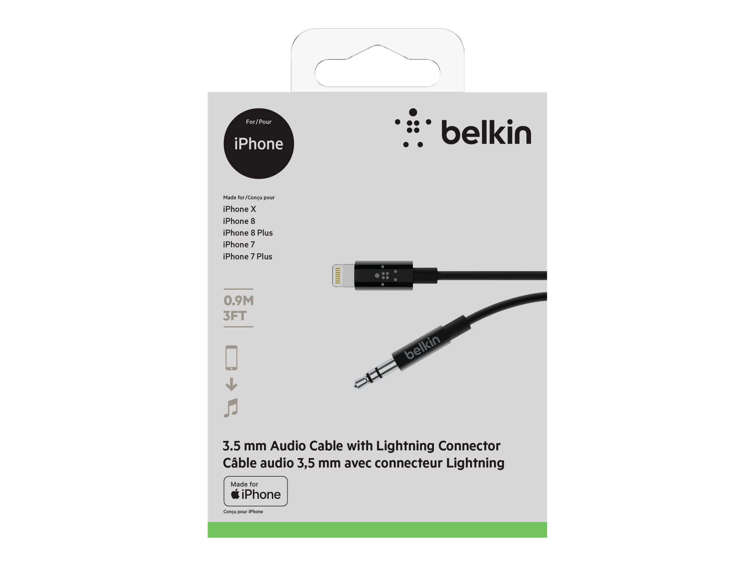 Belkin - Kabel Lightning auf Kopfhöreranschluss - Lightning männlich zu mini-phone stereo 3.5 mm männlich - 91.4 cm - Schwarz