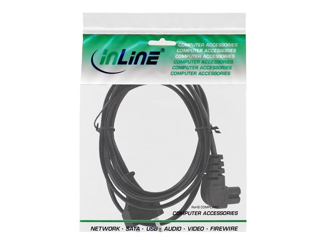 InLine - Stromkabel - Eurostecker (M) bis IEC 60320 C7 gewinkelt - 10 m - Schwarz