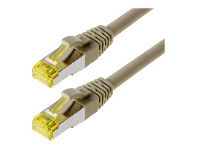 Helos - Patch-Kabel - RJ-45 (M) bis RJ-45 (M) - 50 cm - SFTP, PiMF - CAT 6a - halogenfrei, geformt, ohne Haken - Grau
