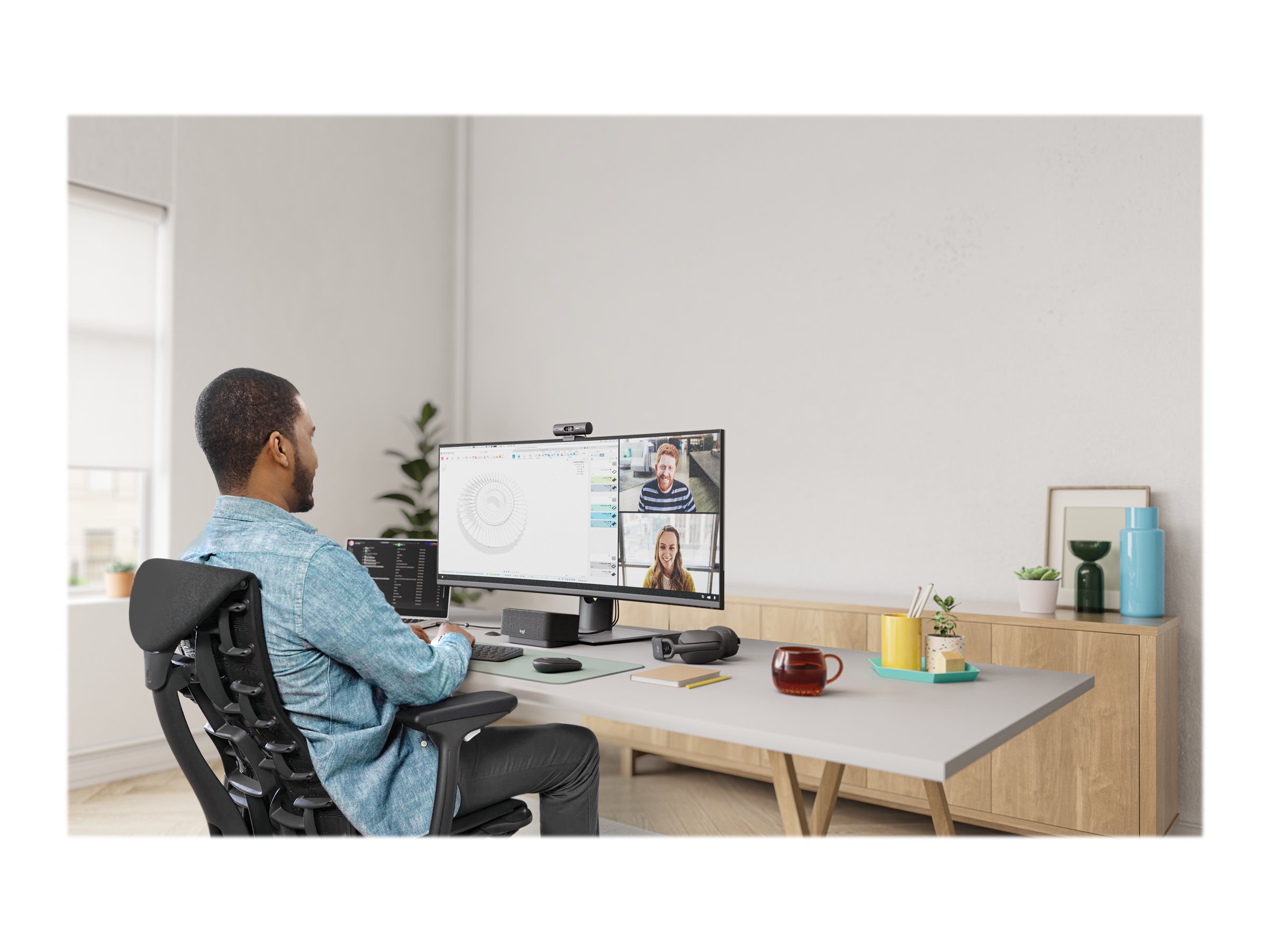 Logitech BRIO 505 - Webcam - Grau  - 4 MP - 1920 x 1080 - 1080p, 720p - Audio - USB-C