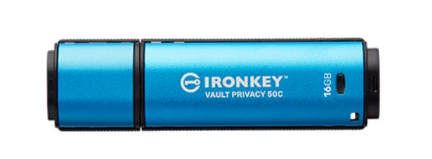 Kingston Technology IronKey VP50 USB-Stick 16 GB USB Typ-C 3.2 Gen 1 (3.1 Gen 1) Schwarz - Blau (IKVP50C/16GB)