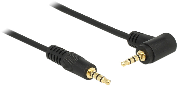 Delock - Headset-Kabel - 4-poliger Mini-Stecker männlich zu 4-poliger Mini-Stecker männlich gewinkelt - 1 m - Schwarz