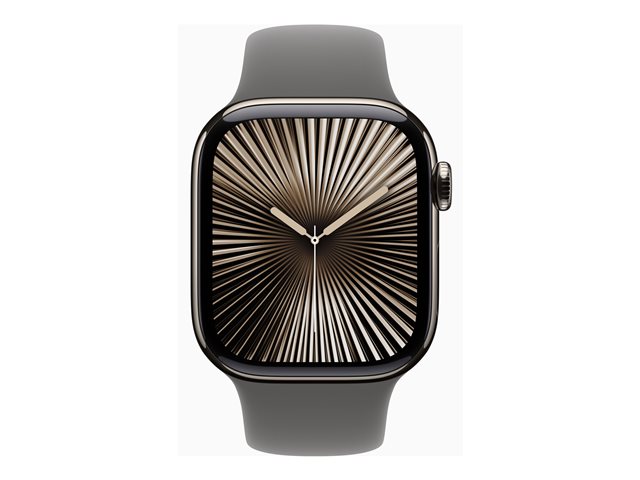 Apple Watch Series 10 GPS + Cellular 42mm Natural Titanium Case mit Stone Grey Sport Band - S/M (MWXD3QF/A)