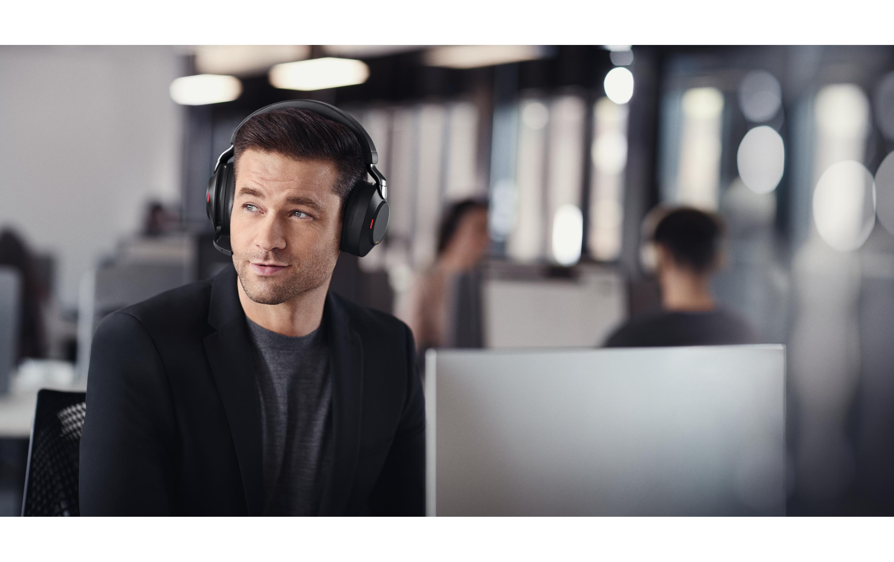 Jabra Evolve2 85 UC Stereo - Headset - ohrumschließend - Bluetooth - kabellos, kabelgebunden - aktive Rauschunterdrückung - 3,5 mm Stecker - Geräuschisolierung - Schwarz