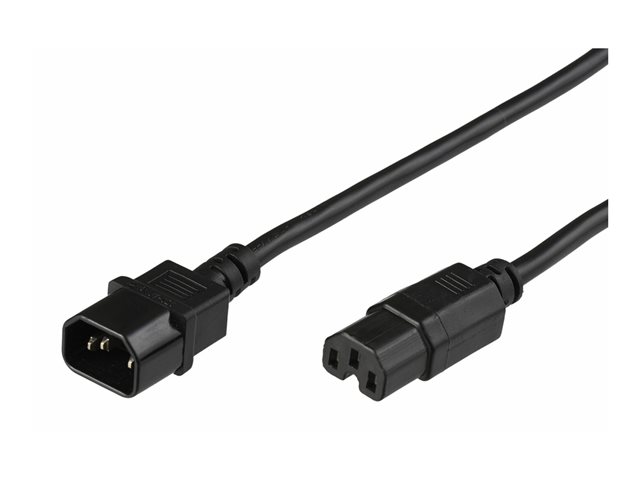 MicroConnect - Stromkabel - IEC 60320 C15 zu IEC 60320 C14 - 2 m - Schwarz