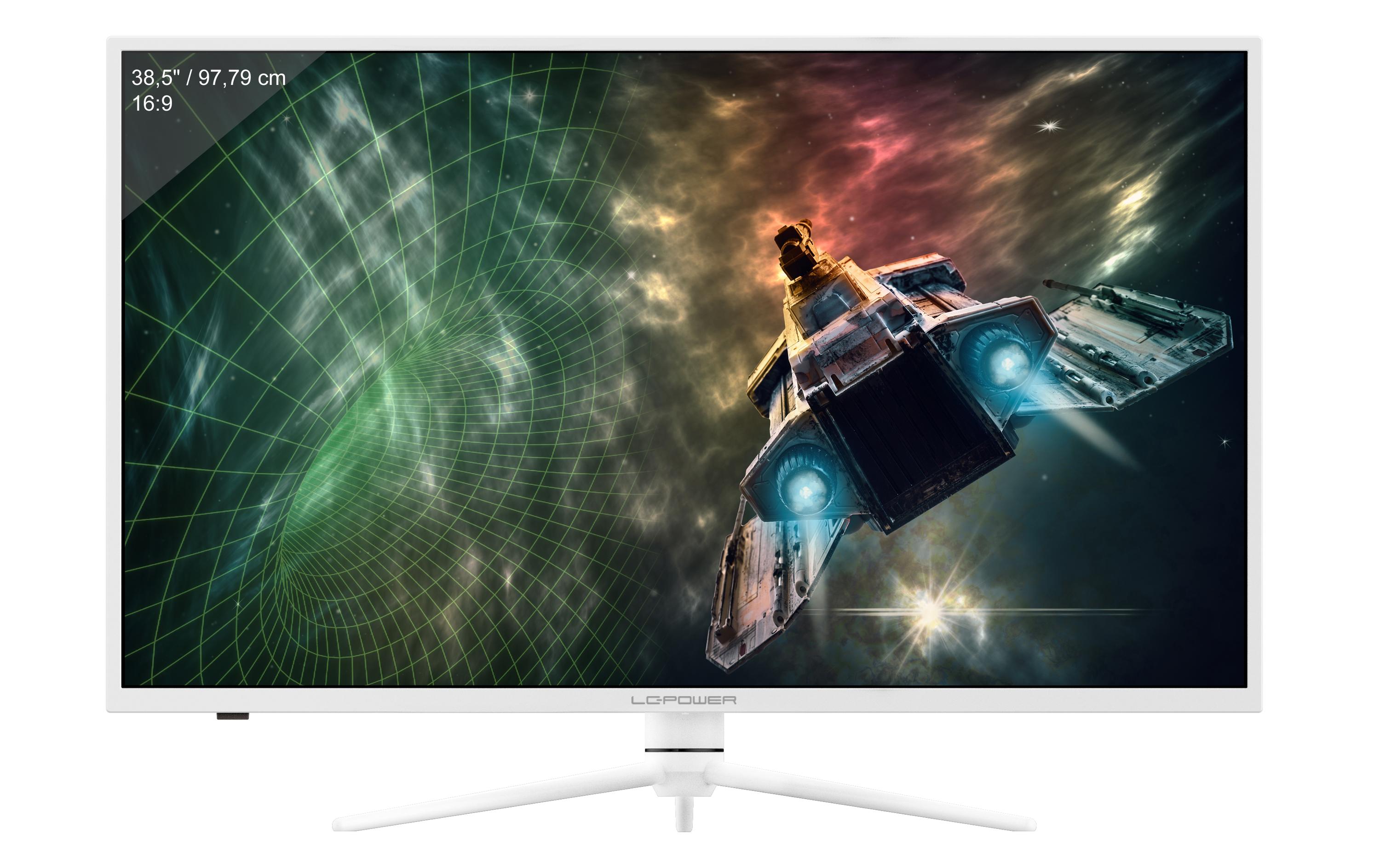 LC Power - LED-Monitor - gebogen - 97.79 cm (38.5") - 2560 x 1440 QHD @ 165 Hz - VA - 350 cd/m² - 3000:1 - DisplayHDR 400 - 1 ms - 2xHDMI, 2xDisplayPort - weiß
