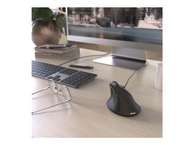 Hama Vertical Ergonomic - vertikale Maus - USB - Schwarz