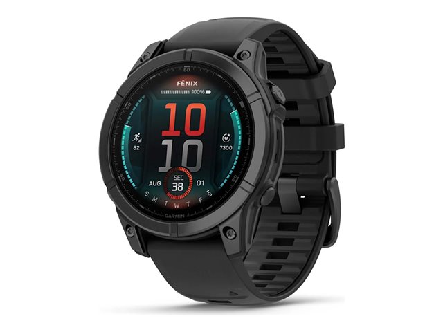Garmin fenix E - schiefergrau Stahl - Sportuhr mit Band - schwarz - 16 GB